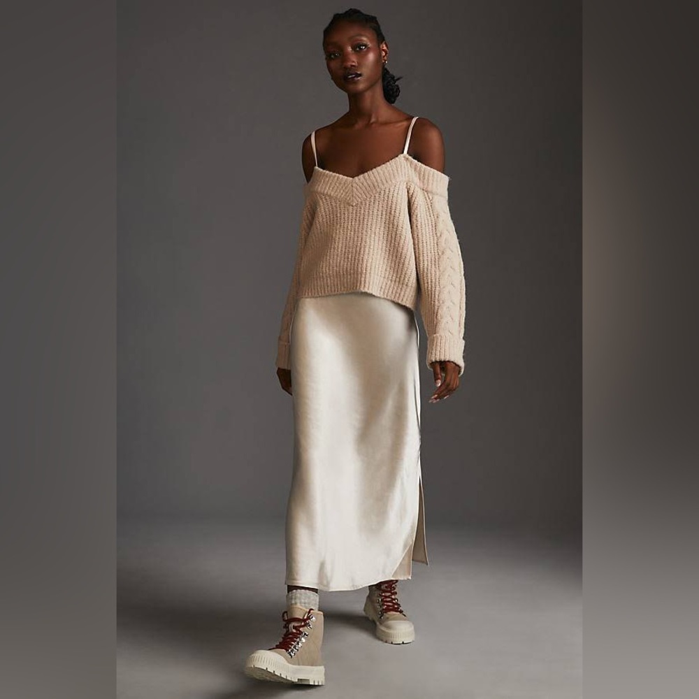 Anthropologie Cream Maxi Dress